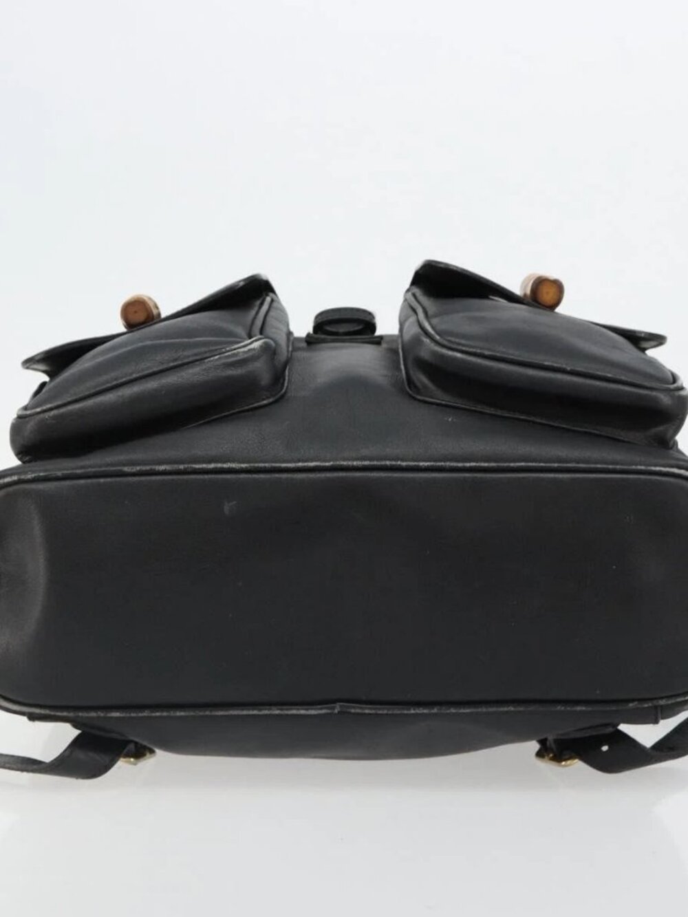 GUCCI Bamboo Backpack Leather Black Gold 003 2058 0016 Auth BA13350 - Picture 5 of 16